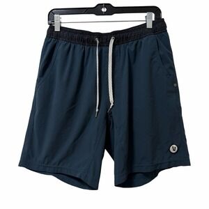 Vuori Mens Kore 7" Lined Drawstring Shorts Size M Blue Stretch Athletic Gym